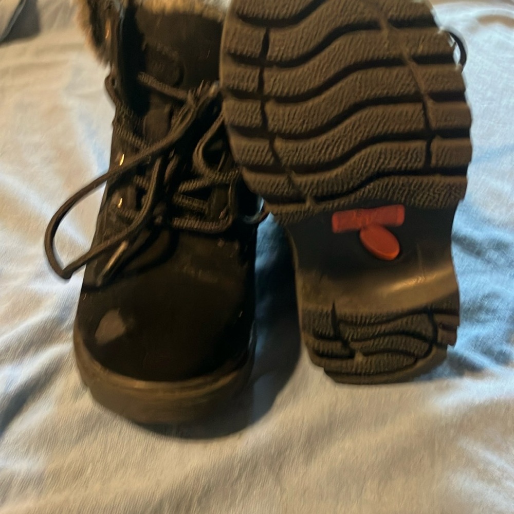 Black Sturdy Lace-Up Boots with Rubber Sole